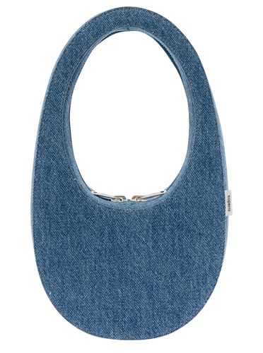 Mini Swipe Light Blue Handbag With Embossed Logo In Denim Woman - Coperni - Modalova