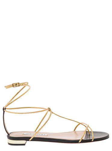 Roman Romance Gold-tone Sandals With Criss Cross Straps In Vegan Leather Woman - Aquazzura - Modalova