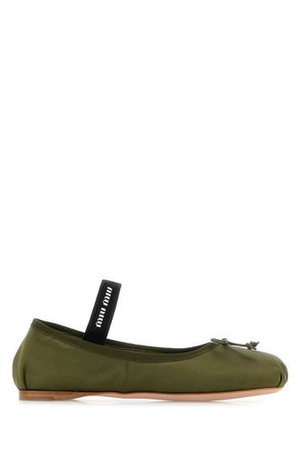 Olive Green Satin Ballerinas - Miu Miu - Modalova