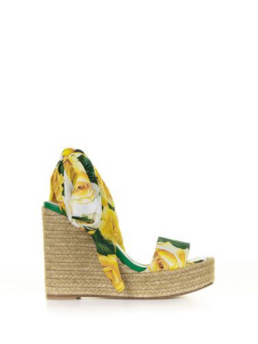 Flower Patterned Wedge Sandals - Dolce & Gabbana - Modalova