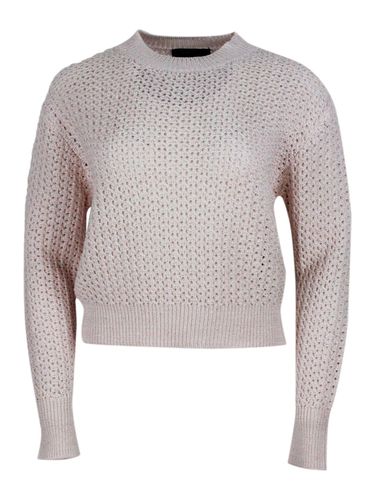 Long-sleeved Crew-neck Sweater In Cotton And Linen With Loose-weave Workmanship With Microsequins - Fabiana Filippi - Modalova