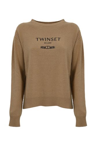 TwinSet Wool Blend Logo Sweater - TwinSet - Modalova