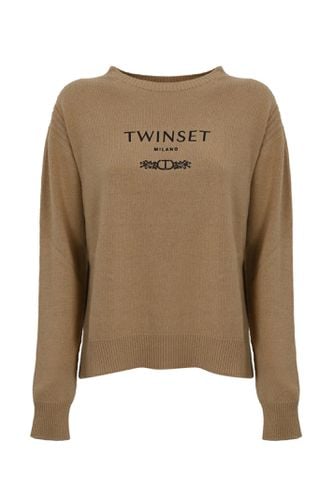 TwinSet Wool Blend Logo Sweater - TwinSet - Modalova