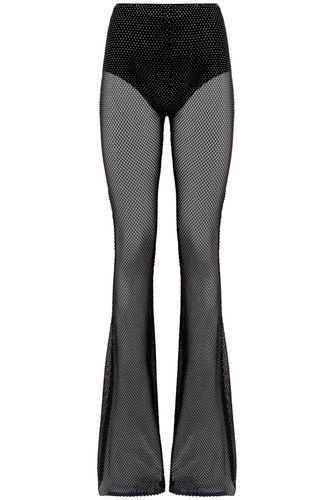 Rhinestone-studded Fishnet Knit Pants - Giuseppe di Morabito - Modalova