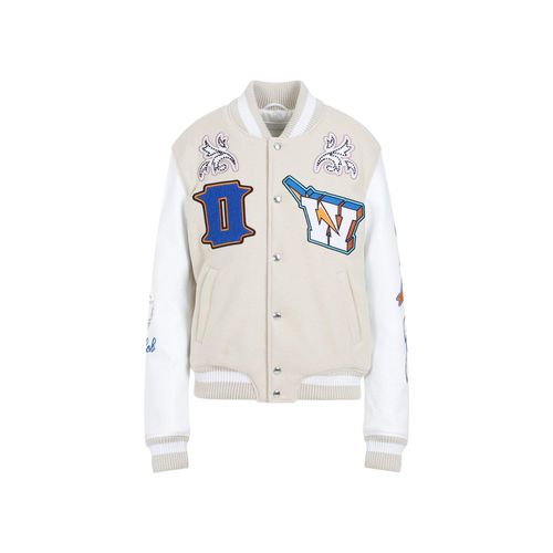 Off- Tunderbolt Buttoned Bomber Jacket - Off-White - Modalova