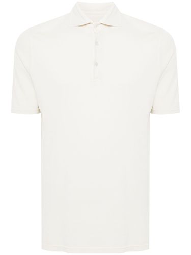 Cream White Cotton Polo Shirt - Fedeli - Modalova