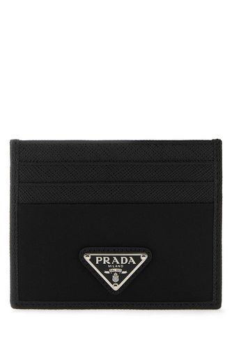 Black Leather And Satin Card Holder - Prada - Modalova