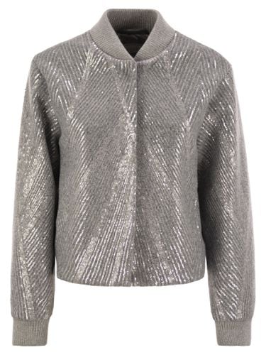 Gauzed Cloth Crop Jacket With Sequin Embroidery - Peserico - Modalova