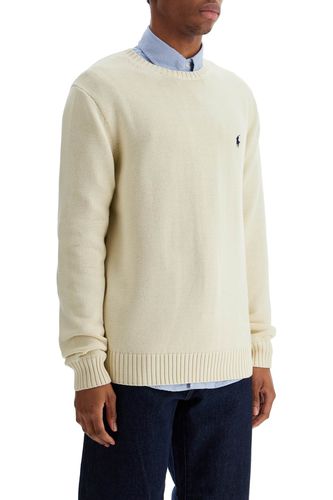 Cream Cotton Sweater With Embroidered Logo - Polo Ralph Lauren - Modalova