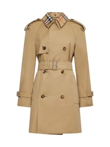 Burberry Raincoat With Check Collar - Burberry - Modalova