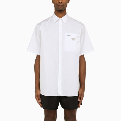 Short-sleeved Shirt In White With Logo - Prada - Modalova