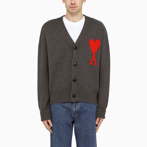 Ami De Coeur Grey Wool Cardigan - Ami Alexandre Mattiussi - Modalova