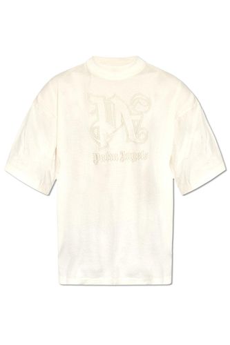 Monogram Embroidered Crewneck T-shirt - Palm Angels - Modalova