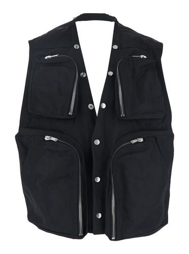 Vest With V-neck And Cargo Pockets In Cotton Man - Rick Owens - Modalova