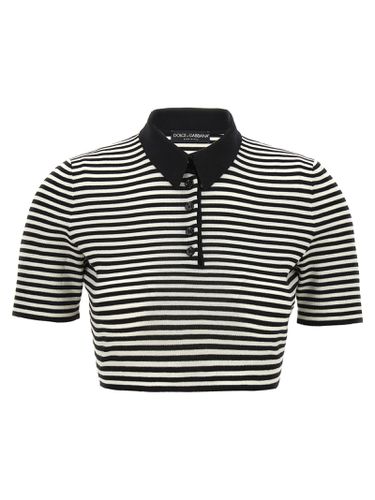 Striped Cropped Polo Shirt - Dolce & Gabbana - Modalova