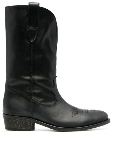 Leather Leather Western-style Boots - Via Roma 15 - Modalova