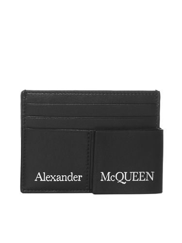 Double Card Holder In Black Leather With Logo - Alexander McQueen - Modalova