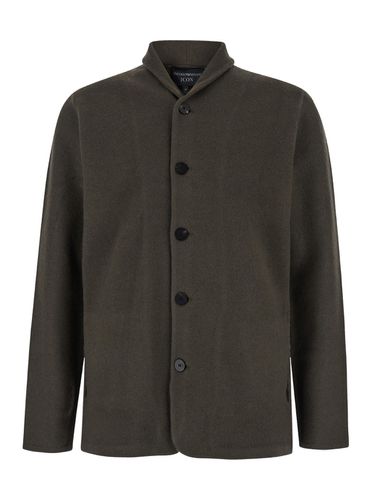 Single-breasted Jacket With Buttons In Felted Wool Man - Emporio Armani - Modalova