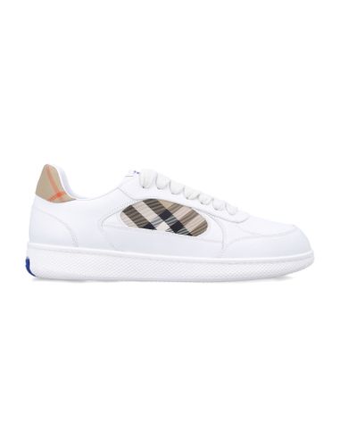 Leather And Check Terrace Sneakers - Burberry London - Modalova