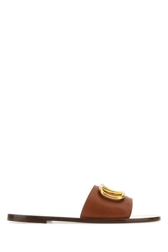 Caramel Leather Vlogo Signature Slippers - Valentino Garavani - Modalova