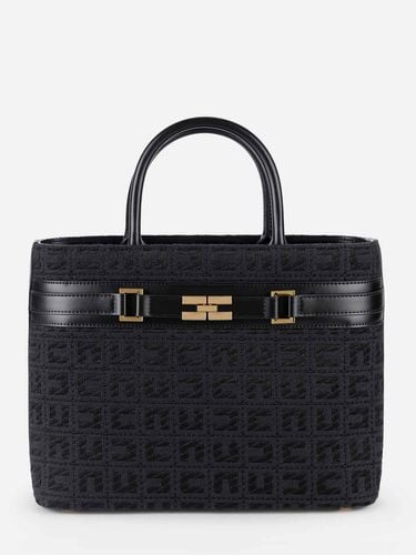 Monogram Jacquard Tote Bag - Elisabetta Franchi - Modalova