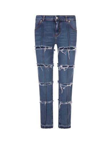 Stone Washed Low Waist Jeans With Cut-out - Alexander McQueen - Modalova