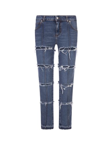 Stone Washed Low Waist Jeans With Cut-out - Alexander McQueen - Modalova
