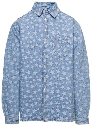 Light Blue Long Sleeve Shirt With All-over Star Print In Cotton Denim - ERL - Modalova