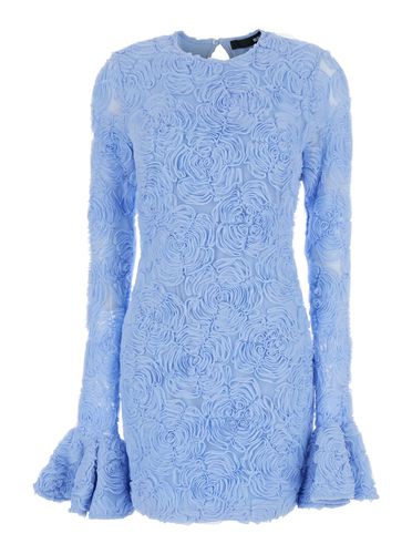 Light Blue Mini Dress With Puffed Long Sleeves And All-over Floral Motif In Tech Fabric Woman - Rotate by Birger Christensen - Modalova