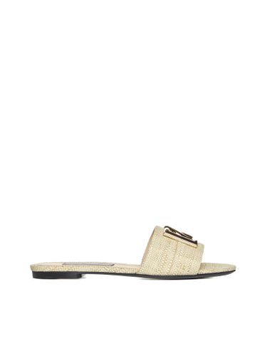 Raffia Slides With Dg Logo - Dolce & Gabbana - Modalova