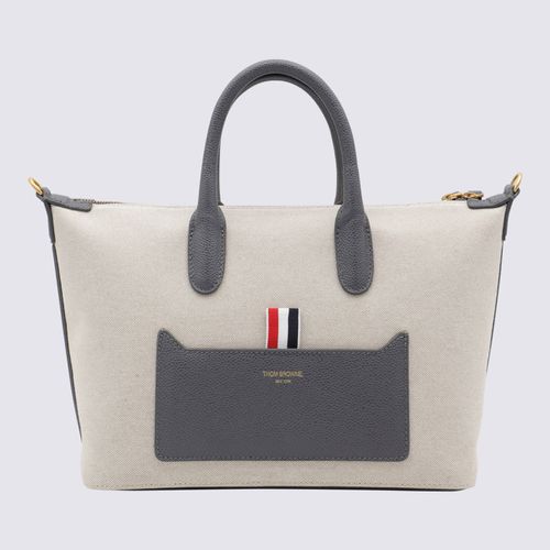 Natural Canvas And Leather Tote Bag - Thom Browne - Modalova