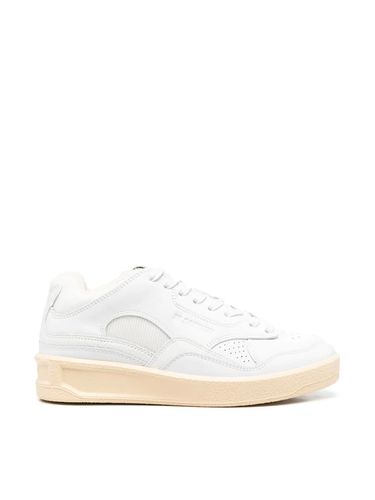 Cow Leather And Fabric Mesh Mid Cut Sneakers - Jil Sander - Modalova