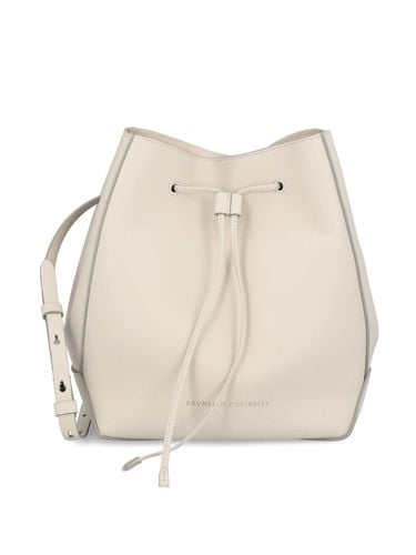 Embellished Logo Printed Bucket Bag - Brunello Cucinelli - Modalova