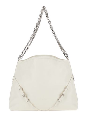 Voyou Chain Medium Shoulder Bag With Logo Detail In Hammered Leather Woman - Givenchy - Modalova