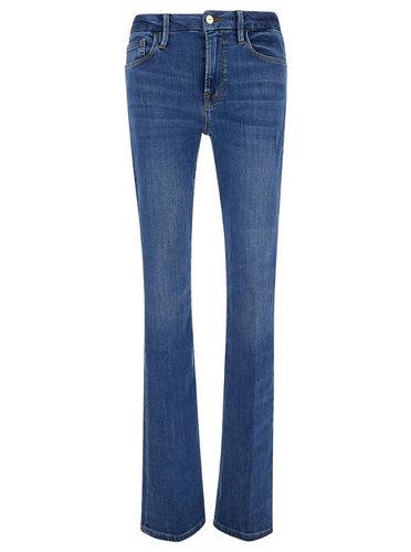 Mini Boot Flared Jeans With Branded Button In Cotton Blend Denim Woman - Frame - Modalova