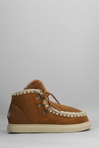 Snaker Lace-up Low Heels Ankle Boots In Leather Color Suede - Mou - Modalova
