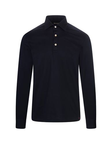 Long-sleeved Polo Shirt In Navy Jersey - Kiton - Modalova