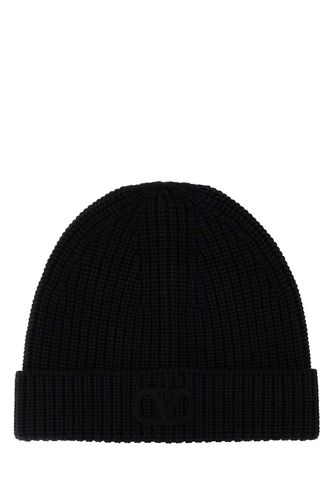 Black Wool Beanie Hat - Valentino Garavani - Modalova