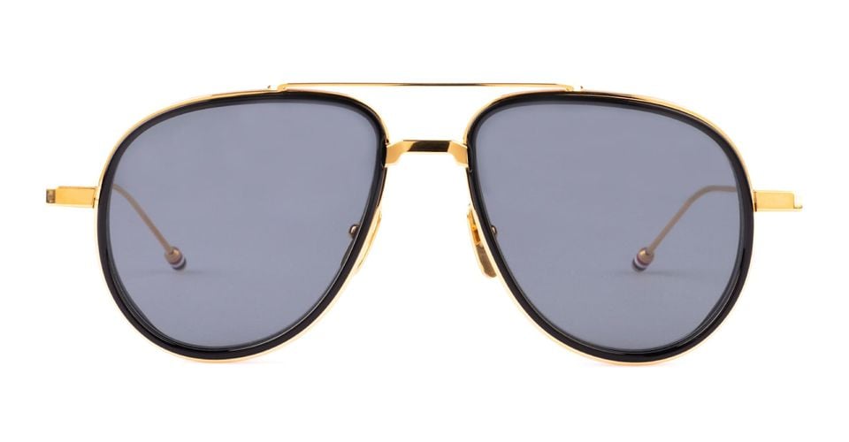 Aviator - 18k Plated / Shiny Black Sunglasses - Thom Browne - Modalova