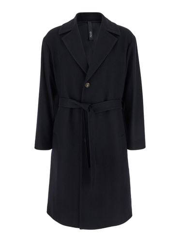 Black Single-breasted Coat With Notched Revers In Wool Blend Man - Hevò - Modalova