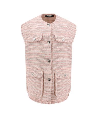 Button-up Frayed Tweed Waistcoat - Versace - Modalova