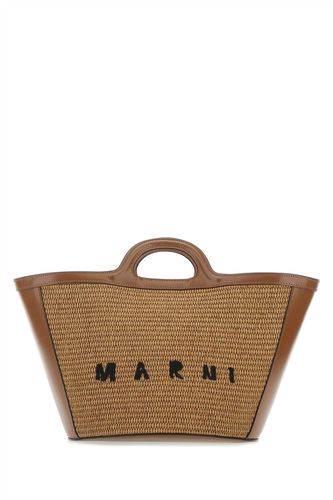 Two-tone Leather And Raffia Small Tropicalia Summer Handbag - Marni - Modalova