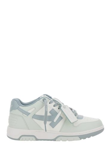 Out Of Office Light Blue Low Top Sneakers With Arrow Motif And Zip-tie Tag In Leather Man - Off-White - Modalova