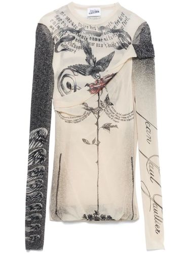 Mesh Top Double Layer Printed tattoo Rose & Bird - Jean Paul Gaultier - Modalova