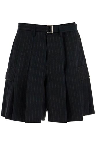 Striped Pleated Bermuda Shorts - Sacai - Modalova