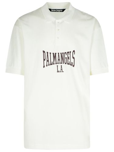 College White Cotton Polo Shirt - Palm Angels - Modalova