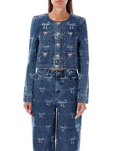 Bow-embellished Denim Jacket - self-portrait - Modalova