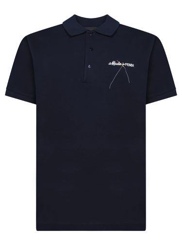 Fendi Embroideres Blue Polo Shirt - Fendi - Modalova