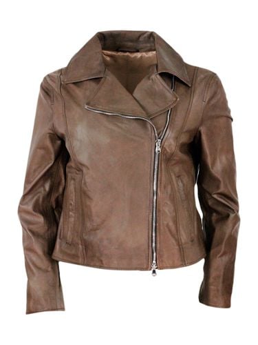 Studded Jacket In Fine And Soft Nappa Leather With Zip Closure - Barba Napoli - Modalova