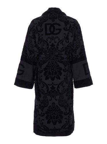 Bath Robe With Matching Belt In Terry Cotton Jacquard - Dolce & Gabbana - Modalova